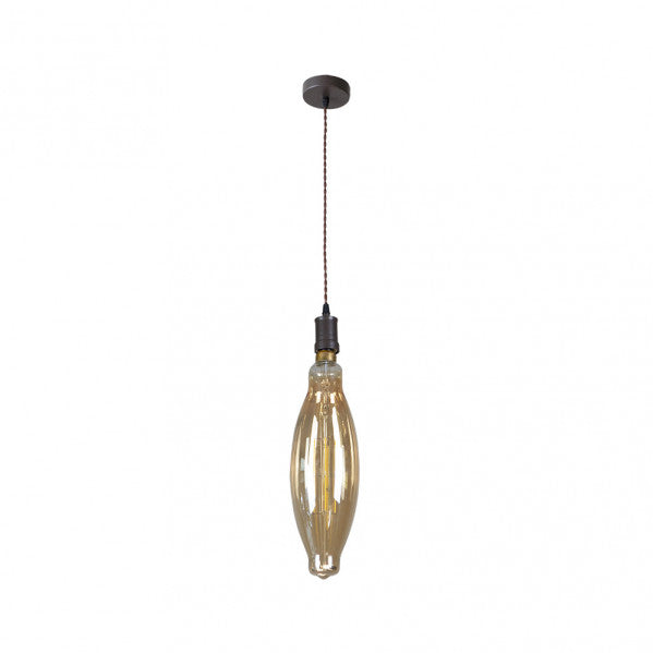 Colgante Lilia en marrón y ámbar con 1xE27 de Abrila (167391002), lámpara colgante industrial moderna de metal y cristal para iluminación interior LED, estilo vintage y decorativo para hogar.