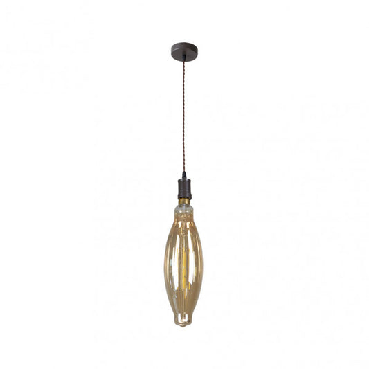 Colgante Lilia en marrón y ámbar con 1xE27 de Abrila (167391002), lámpara colgante industrial moderna de metal y cristal para iluminación interior LED, estilo vintage y decorativo para hogar.