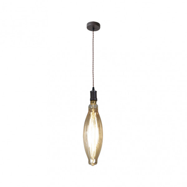 Colgante Lilia en marrón y ámbar con 1 bombilla E27, lámpara de techo Abrila modelo 167391002, estilo industrial moderno vintage en metal y cristal para iluminación interior LED doméstica.