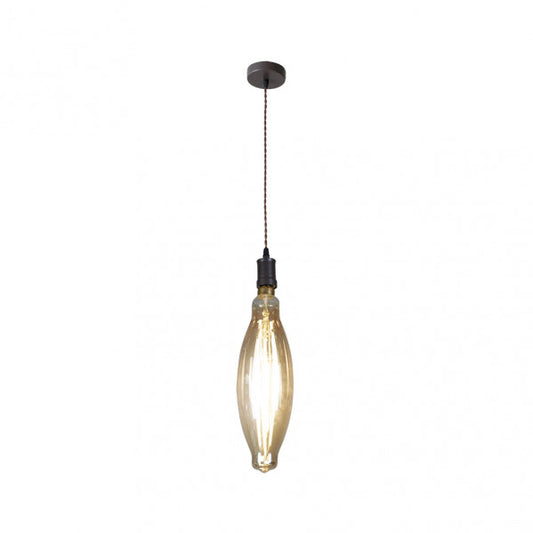 Colgante Lilia en marrón y ámbar con 1 bombilla E27, lámpara de techo Abrila modelo 167391002, estilo industrial moderno vintage en metal y cristal para iluminación interior LED doméstica.