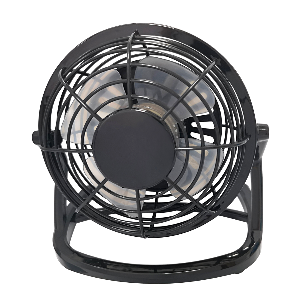 Compact black Tango mini desktop fan by Abrila, 2.5W USB-powered portable ventilator for home use, made of durable polycarbonate, model 170671009, AI2 series, ideal for office or personal cooling.