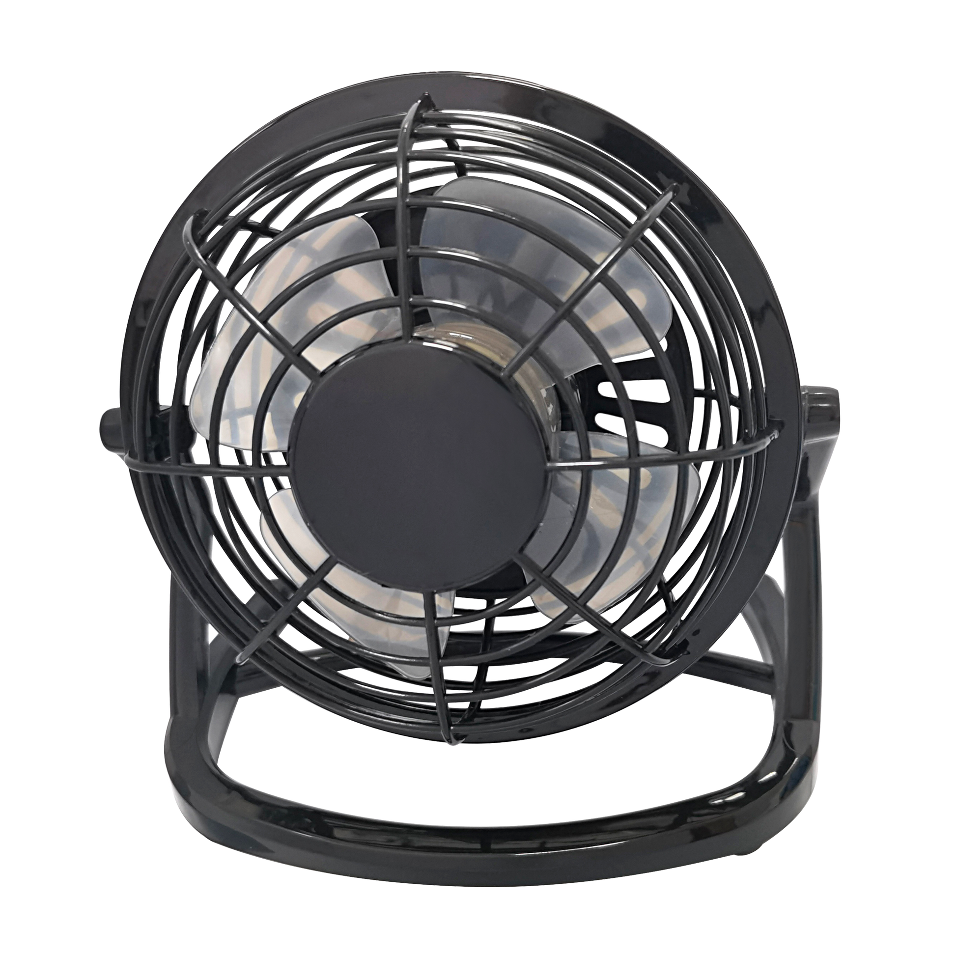 Compact black Tango mini desktop fan by Abrila, 2.5W USB-powered portable ventilator for home use, made of durable polycarbonate, model 170671009, AI2 series, ideal for office or personal cooling.