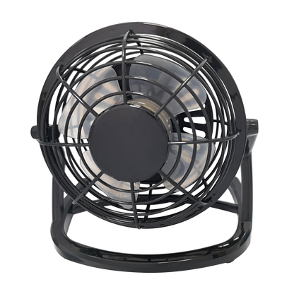 Compact black Tango mini desktop fan by Abrila, 2.5W USB-powered portable ventilator for home use, made of durable polycarbonate, model 170671009, AI2 series, ideal for office or personal cooling.