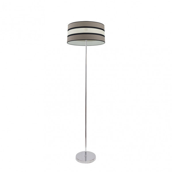 Lámpara de pie de salón Karla en color topo/beis, diseño vintage de metal y textil, medidas 149x40x40 cm, iluminación interior para decoración doméstica moderna, modelo Abrila 171241058.