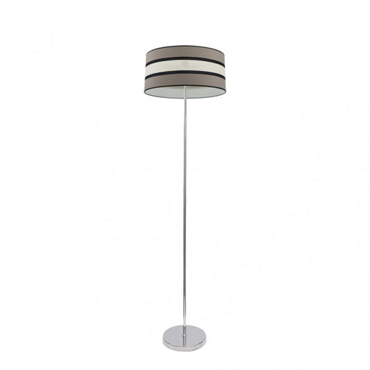 Lámpara de pie de salón Karla en color topo/beis, diseño vintage de metal y textil, medidas 149x40x40 cm, iluminación interior para decoración doméstica moderna, modelo Abrila 171241058.