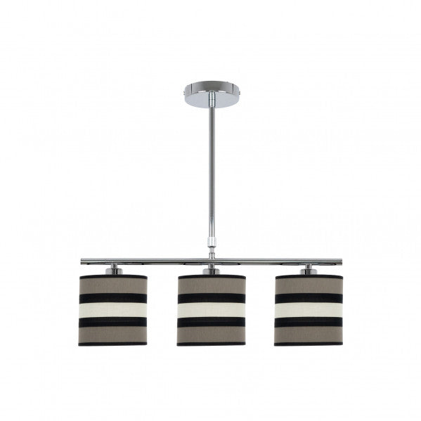 Lámpara de techo Karla colgante en estilo vintage, diseño en metal y textil color topo/beis, modelo 3xE14 de Abrila para iluminación interior en hogar doméstico, referencia 171253058