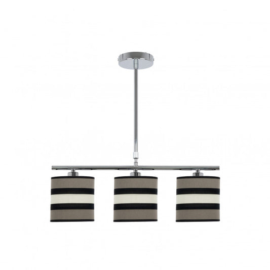 Lámpara de techo Karla colgante en estilo vintage, diseño en metal y textil color topo/beis, modelo 3xE14 de Abrila para iluminación interior en hogar doméstico, referencia 171253058