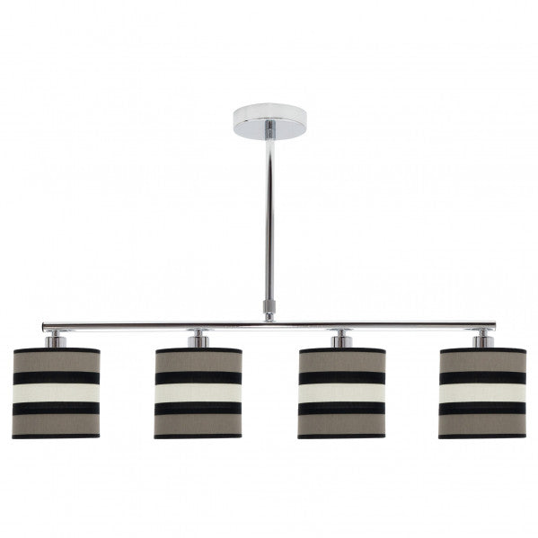 Lámpara de techo Karla 4xE14 regulable en color topo/beis de Abrila, diseño vintage con estructura de metal y textil para luz difusa en decoración interior doméstica, modelo 171254058.