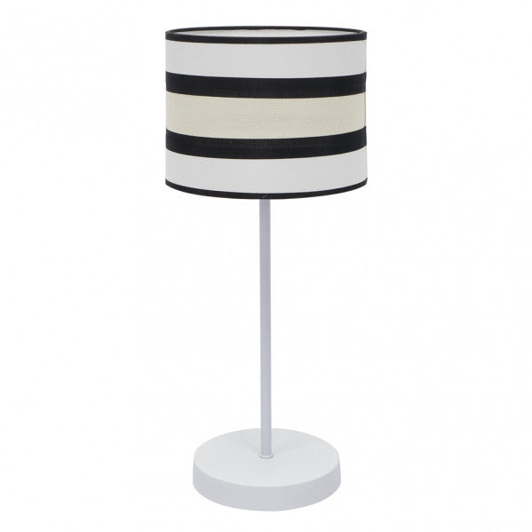 Lámpara de sobremesa Grand Karla en blanco y beis de Abrila, diseño vintage de metal y textil, dimensiones 61x25x25 cm, iluminación doméstica interior para decoración moderna (modelo 171271101)