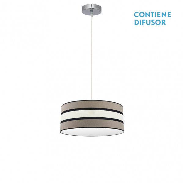 Colgante Karla en tono topo-beis de 40 cm, lámpara decorativa vintage de Abrila (modelo 171294058) con diseño metálico y textil para interior doméstico, estilo AI2 ideal para iluminación acogedora.