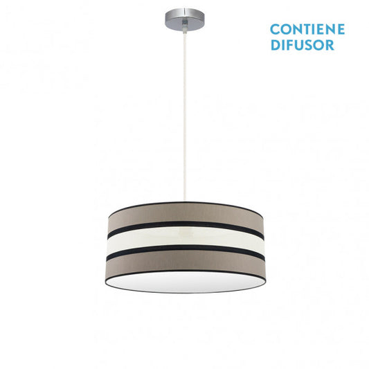 Colgante Karla en topo/beis de 50 cm, lámpara de iluminación interior vintage de Abrila modelo 171295058, diseño en metal y textil con luz difusa para decoración doméstica ai2.