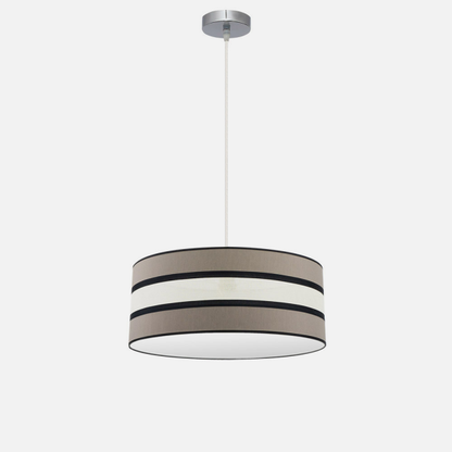 Colgante Karla en tono topo/beis de 50 cm de Abrila, lámpara vintage de iluminación interior con luz difusa, diseño en metal y textil para decoración doméstica moderna.