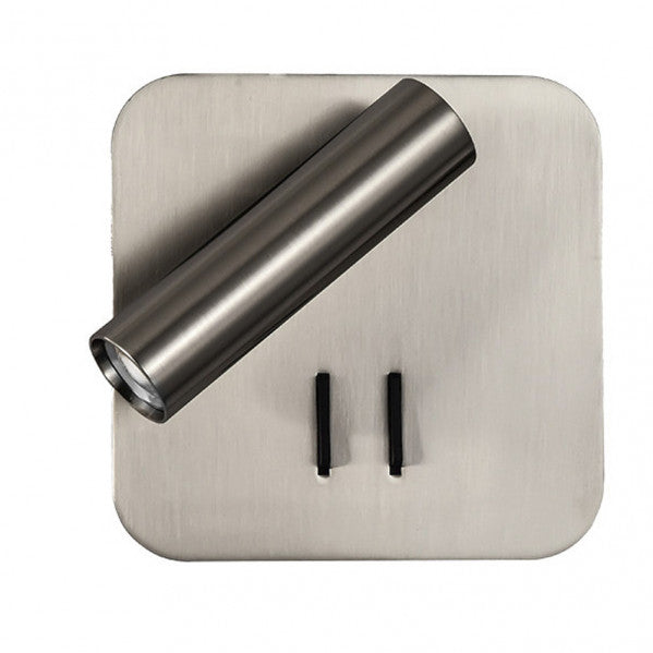 Aplique LED Manet cuadrado en níquel de Abrila, modelo 171462C03, diseño minimalista moderno para iluminación interior doméstica, luz LED integrada de 4000K en metal níquel cepillado.