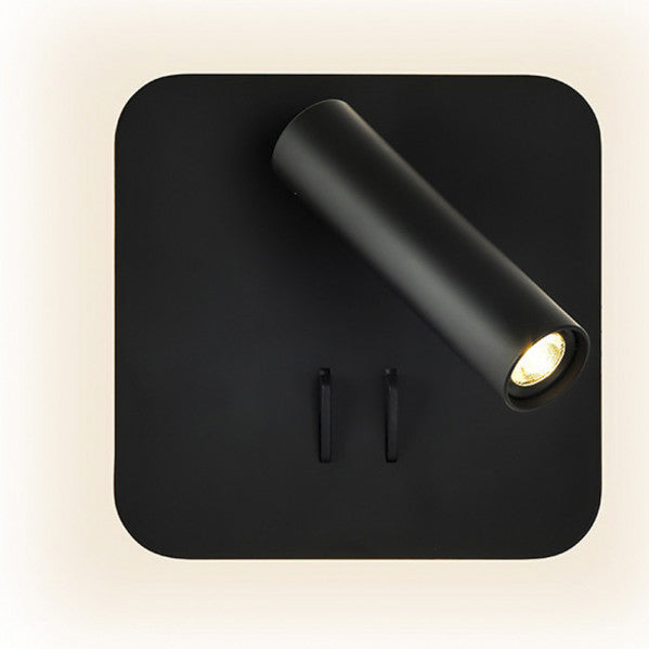 Aplique LED Manet Cuadrado Negro 2+6W de Abrila modelo 171462C09, diseño moderno en metal negro con foco orientable para iluminación interior doméstica y luz indirecta