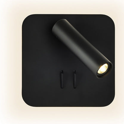 Aplique LED Manet Cuadrado Negro 2+6W de Abrila modelo 171462C09, diseño moderno en metal negro con foco orientable para iluminación interior doméstica y luz indirecta