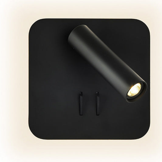 Aplique LED Manet Cuadrado Negro 2+6W de Abrila modelo 171462C09, diseño moderno en metal negro con foco orientable para iluminación interior doméstica y luz indirecta