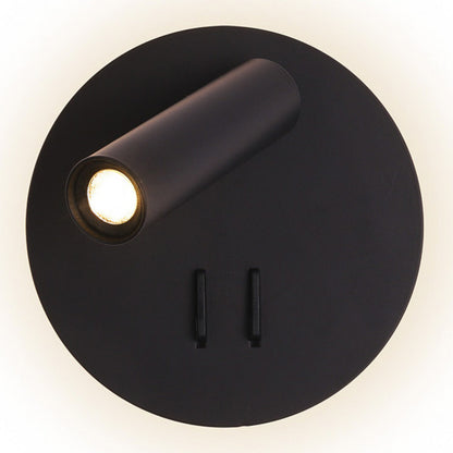Aplique LED Manet redondo negro 2+6W de Abrila (modelo 171462R09), diseño moderno con foco orientable para iluminación interior, luz indirecta y decoración minimalista.