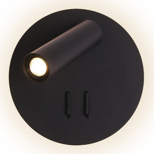 Aplique LED Manet redondo negro 2+6W de Abrila (modelo 171462R09), diseño moderno con foco orientable para iluminación interior, luz indirecta y decoración minimalista.