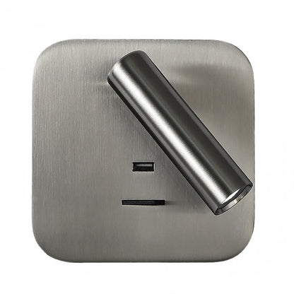 Aplique de pared Giotto cuadrado en níquel de Abrila, modelo 171561C03, iluminación LED de 3W y 4000K, diseño moderno y funcional para decoración interior con carga USB, ideal para ai2.