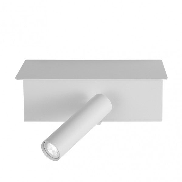 Aplique LED Leonardo blanco con estante integrado y puerto USB, modelo Abrila 171661001, diseño moderno en metal para decoración de interiores domésticos, foco orientable AI2 con ahorro de energía.