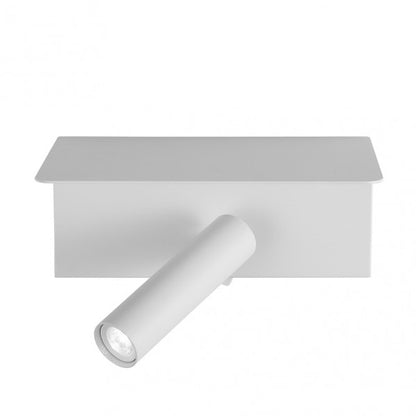 Aplique LED Leonardo blanco con estante integrado y puerto USB, modelo Abrila 171661001, diseño moderno en metal para decoración de interiores domésticos, foco orientable AI2 con ahorro de energía.