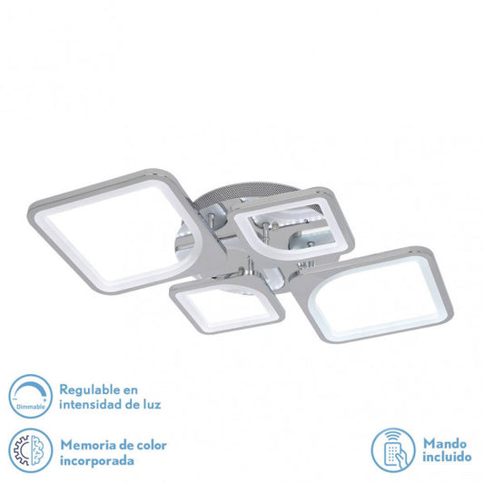 Plafon LED Elara 86W en acabado cromo regulable de Abrila (172684020), lámpara moderna de iluminación interior con tecnología LED para ahorro energético y decoración del hogar.