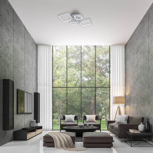 Plafon LED Elara 86W en acabado cromo regulable de Abrila, modelo 172684020, ideal para iluminación interior moderna y ahorro energético con tecnología LED AI2.