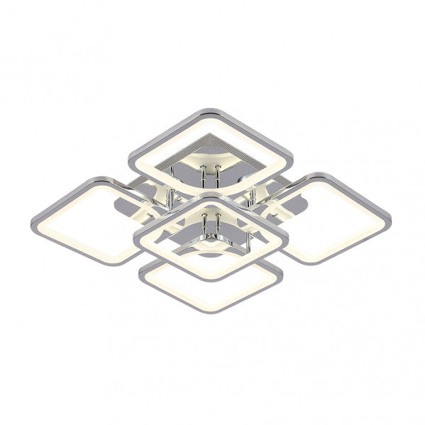 Plafon LED Elara Cromo de Abrila, 129W con temperatura de color variable 3000-6500K, regulable en intensidad y con mando a distancia, ideal para iluminación interior moderna y ahorro de energía, modelo 172685020