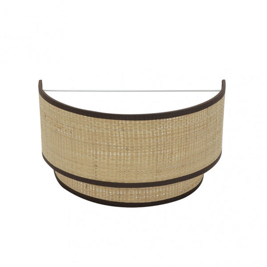 Aplique de pared Roque de Abrila en acabado natural marrón, modelo 1xE27 con luz difusa, dimensiones 17x30x15 cm, fabricado en metal y textil para decoración interior doméstica, referencia 172861002.