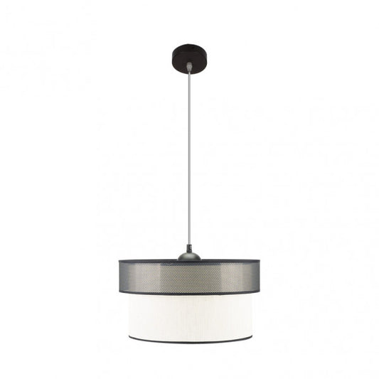 Colgante Felix negro y blanco de 40 cm de Abrila, lámpara colgante moderna de metal y textil para decoración interior doméstica, estilo AI2 minimalista, modelo 172994001