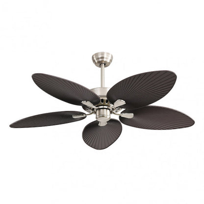 Ventilador de techo Borasco 24W en níquel y marrón de Abrila, con LED integrado, motor DC eficiente y diseño en metal ABS y cristal para interiores domésticos, modelo 173191534 de la línea Ai2.