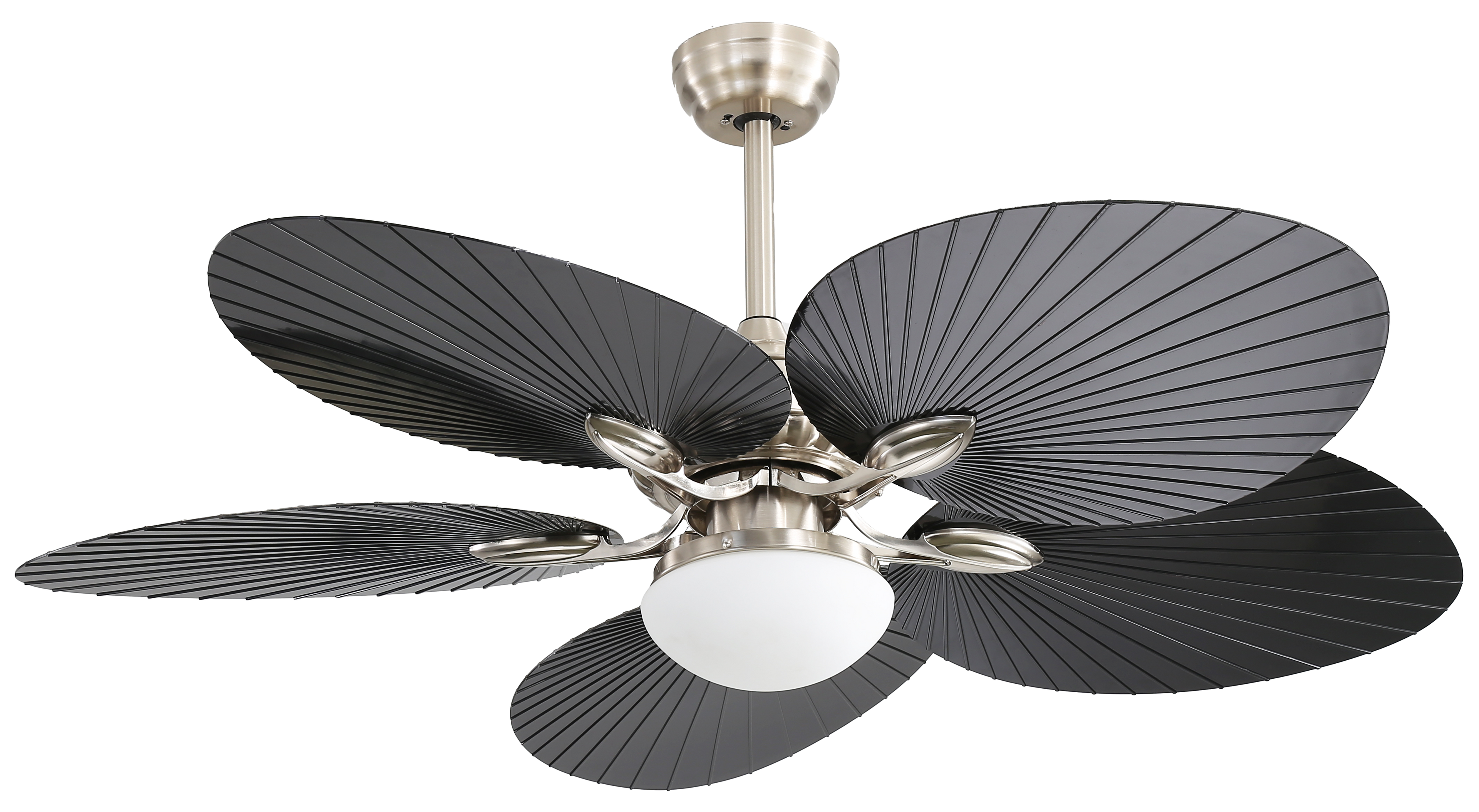 Ventilador de techo CHAW 24W en níquel y negro de Abrila con luz LED integrada, motor DC eficiente, mando a distancia y temporizador para interiores, ideal para verano e invierno, diseño en metal, ABS y cristal (modelo 173291534).