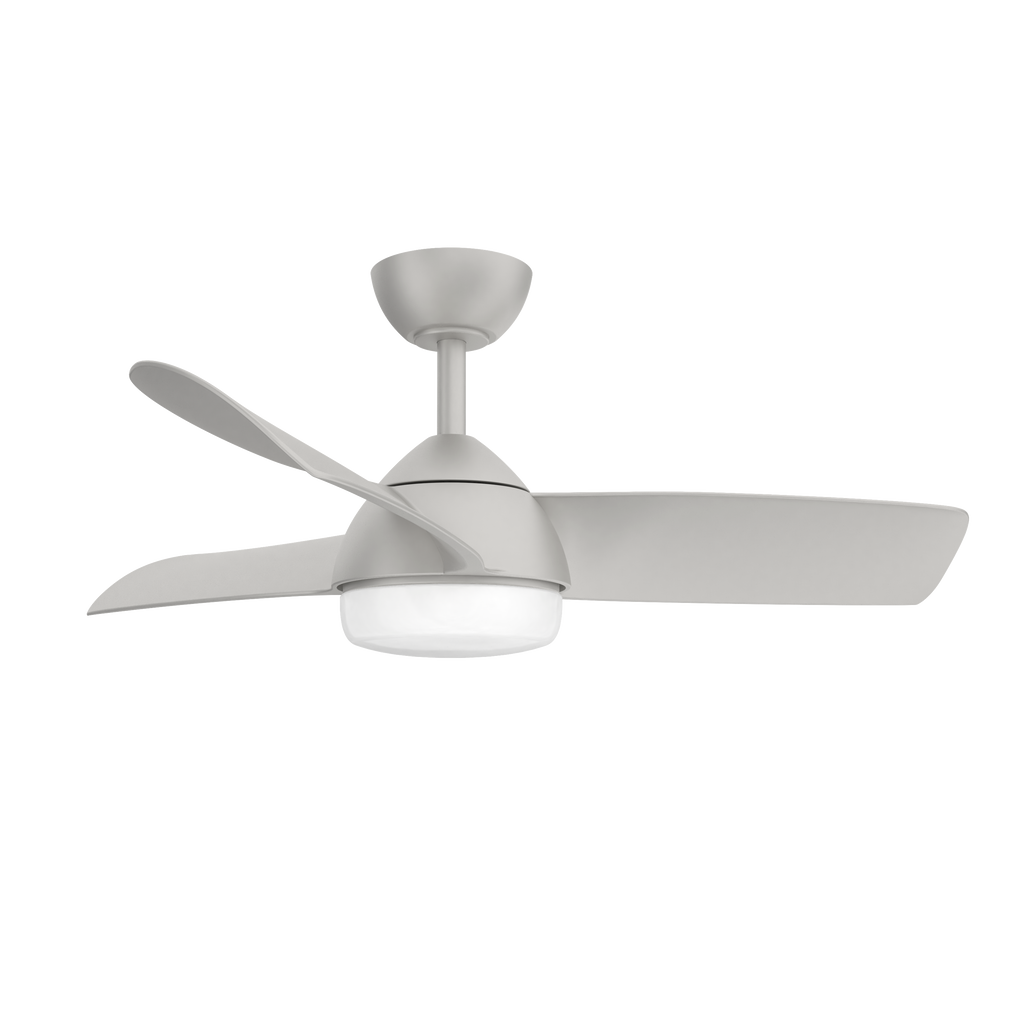 Ventilador de techo Haur Plata 24W DC con luz LED, control remoto y motor eficiente, modelo Abrila para interior doméstico en metal, MDF y policarbonato, referencia 173391310