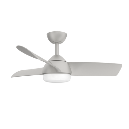 Ventilador de techo Haur Plata 24W DC con luz LED, control remoto y motor eficiente, modelo Abrila para interior doméstico en metal, MDF y policarbonato, referencia 173391310