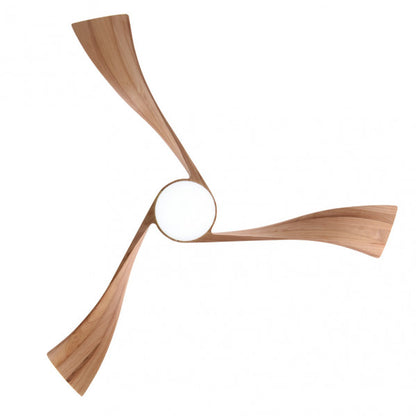 Ventilador de techo Janubi DC 18W en níquel y haya con LED integrado, mando a distancia y motor eficiente para ahorro de energía en interiores