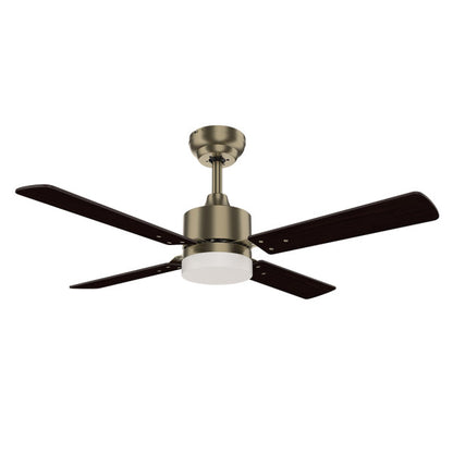 Ventilador de techo HUPE Cuero de 107 cm con 4 aspas reversibles en metal y MDF, LED integrado para interiores domésticos, ideal para verano e invierno, modelo Abrila 173591414