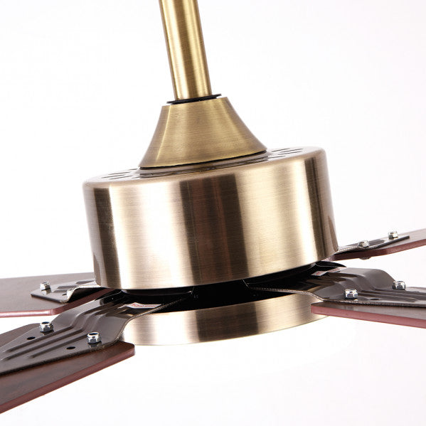 Ventilador de techo HUPE Abrila de 107 cm con 4 aspas reversibles en cuero y metal MDF, luz LED integrada para interiores domésticos, ideal para verano e invierno, modelo 173591414