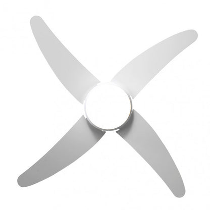 Ventilador de techo Klod blanco con 4 aspas de 117 cm, modelo Abrila AI2 para interior doméstico, motor DC eficiente y mando a distancia incluido, referencia 173692401