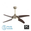 Ventilador de techo Klod en acabado cuero y cerezo de 117 cm, modelo Abrila con motor DC eficiente, 6 velocidades, mando a distancia y temporizador para interiores domésticos, referencia 173692436