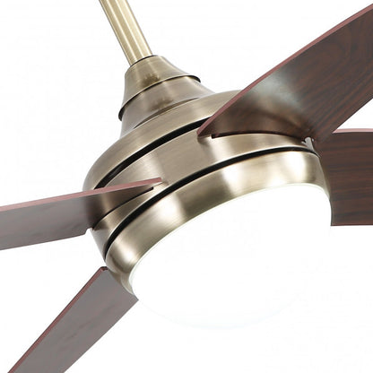 Ventilador de techo Klod en acabado cuero y cerezo de 117 cm, modelo Abrila 173692436 con motor DC, 6 velocidades, mando a distancia, temporizador y diseño para interior doméstico