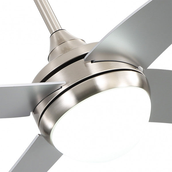 Ventilador de techo Klod Níquel/Plata modelo Abrila de 117 cm con 6 velocidades, motor DC eficiente, mando a distancia, temporizador y aspas reversibles para uso doméstico interior (173692463)