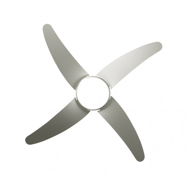 Ventilador de techo Klod Abrila en níquel/plata de 117 cm con 6 velocidades, motor DC eficiente, mando remoto, temporizador y aspas reversibles para uso doméstico interior