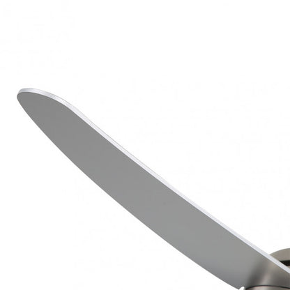 Ventilador de techo Klod Abrila en níquel plata de 117 cm con 6 velocidades, motor DC, mando remoto y temporizador, aspas reversibles para uso doméstico interior