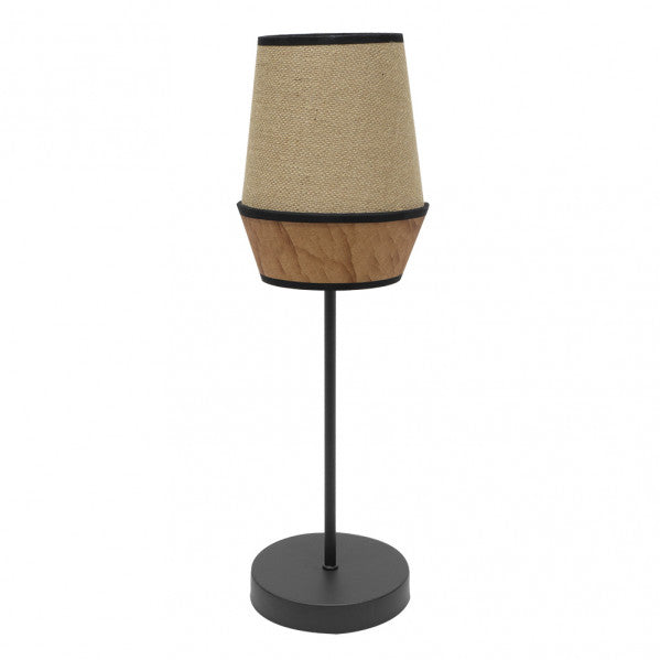 Lámpara de sobremesa Alto Campana en saco marrón de Abrila, diseño textil y metal con bombilla E27 para luz difusa, ideal para decoración interior doméstica y estilo nature, referencia 173971102.