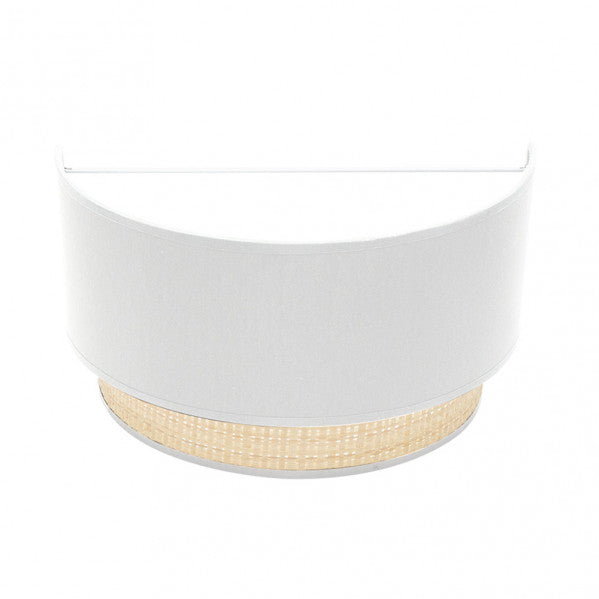 Aplique mural Kandy de Abrila en acabado natural-blanco, diseño moderno de metal y textil para iluminación interior doméstica, casquillo E27, luz difusa suave, dimensiones 17x30x15 cm, modelo 174261001.