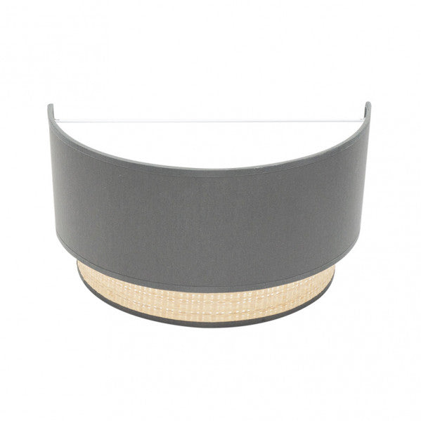 Aplique de pared Kandy 1xE27 en acabado natural/gris de Abrila (174261028), lámpara de pared moderna con luz difusa, ideal para decoración interior doméstica en metal y textil.