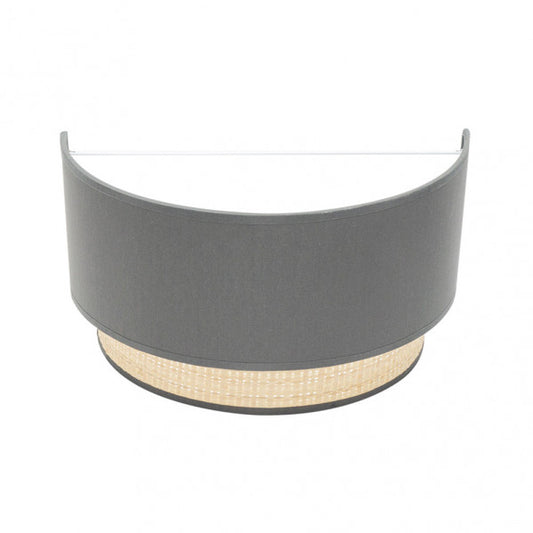 Aplique de pared Kandy 1xE27 en acabado natural/gris de Abrila (174261028), lámpara de pared moderna con luz difusa, ideal para decoración interior doméstica en metal y textil.