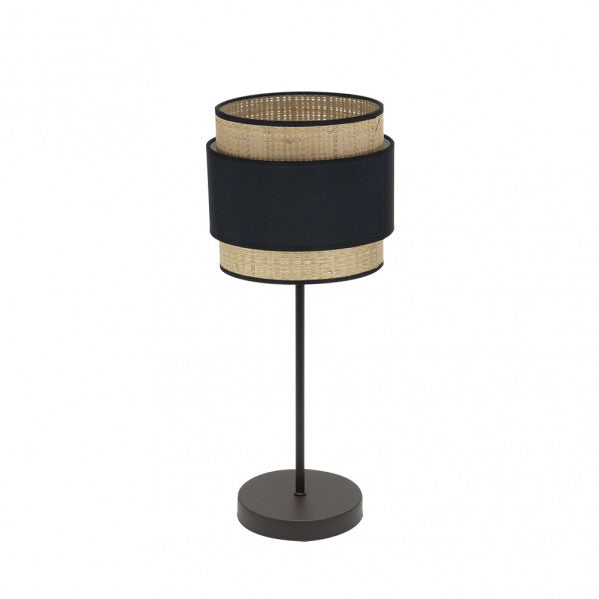 Lámpara de sobremesa Kandy en acabado natural y negro de 45 cm de Abrila, modelo 174271009, iluminación moderna con luz difusa de la serie Kandy, diseño textil y metal para decoración interior doméstica, ai2.