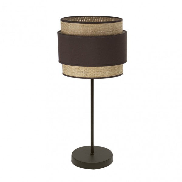 Lámpara sobremesa Alto Kandy en acabado natural marrón de Abrila, diseño moderno con base textil y metal para iluminación hogareña difusa, ideal para decoración interior y uso doméstico (modelo 174271102).