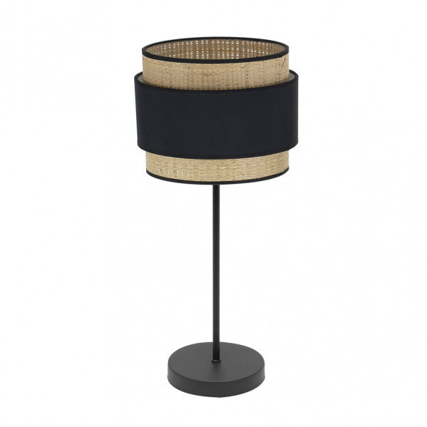 Lámpara sobremesa Alto Kandy en acabado natural y negro de Abrila, diseño moderno de la serie Kandy con base textil y metal para iluminación doméstica difusa y decoración interior AI2, referencia 174271109